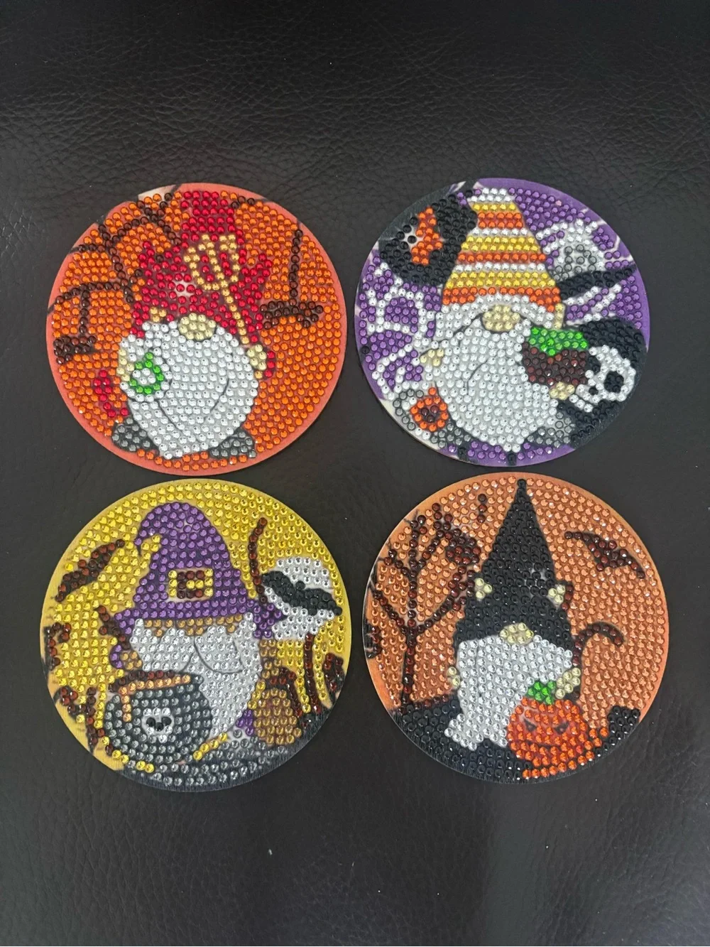 Hand Crafted Halloween Gnome Coaster Set (sealed)